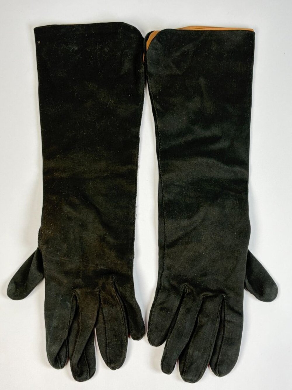Vintage English Double Woven Cotton Ladies Gloves Size 7 Black